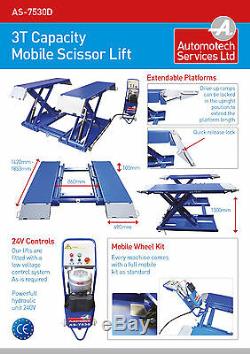 Mobile Scissor Car Lift / Lift Véhicule / Ramp Palan 3000 KG / MID Plateforme Rise