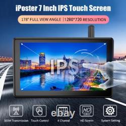 Moniteur DVR sans fil numérique 7 pouces avec écran tactile, caméra de recul solaire pour attelage de camion