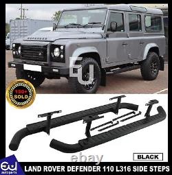 Pour Land Rover Defender 110 L316 Marches Latérales Tapis Noir Style Feu & Glace