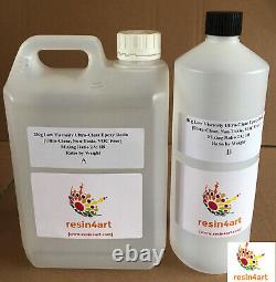 Resin4art 3kg Ultra-clair Faible Viscosité Résine Époxy + 10 Pigments Métalliques