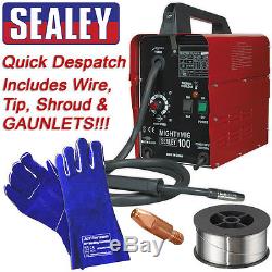 Sealey Mightymig100 Professional No Gas Mig Soudeur 100 Amp 230v Gasless Inc Wire