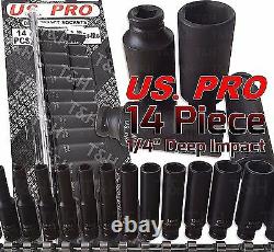 Us Pro 1/4inch Drive Socket Deep Impact Set Socket Long Reach Sockets 4mm-15mm 6pt Hex