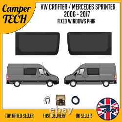 Vitre FIXE AVANT PAIRE pour VW Crafter 2006-2017 avec Kit de Collage et U-Trim