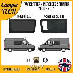 Vitre fixe côté conducteur VW Crafter 06-17, vitre coulissante côté passager + kit + U-Trim