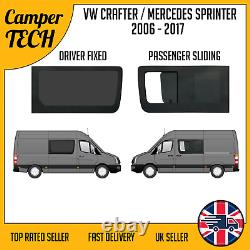 Vitre fixe côté conducteur VW Crafter 06-17, vitre coulissante côté passager + kit + U-Trim