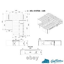 Vw T5 T6 U Type De Lit Camper Van U-shape Lits Avec Armoire + Plateau De Travail En Chêne