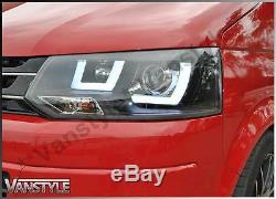 Vw T5 Transporter 10-15 Twin Drl Phares Lampe Frontale Oeil De Requin Daytime Led