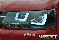 Vw T5 Transporter 10-15 Twin Drl Phares Lampe Frontale Oeil De Requin Daytime Led