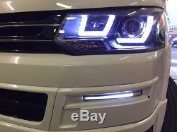 Vw T5 Transporter Phares Drl Lumière Bar 10 15 Brand New Free Phillips Ampoules
